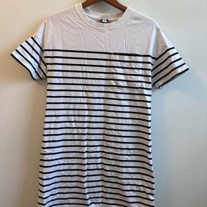 Evereve Emersyn Dress, Black And White Stripes, 100% Pima Cotton, XS